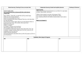 E-safety year 1 and 2 planned 4 lessons