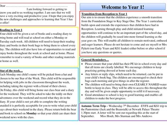 Welcome to Year 1 Letter