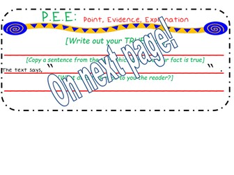 P.E.E - Point, Evidence, Explanation Writing Frame