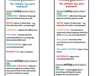 AQA English Language terminology bookmark