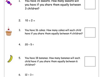 Division as sharing for Year 1 (Mixed ability)