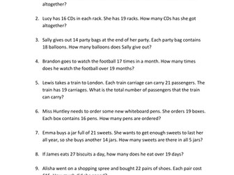 Year 3 Multiplication word problems