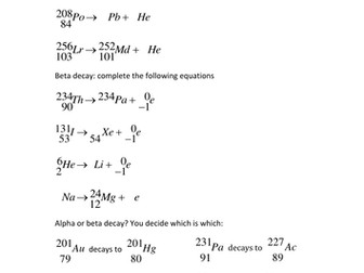 New AQA Physics Nuclear Equations