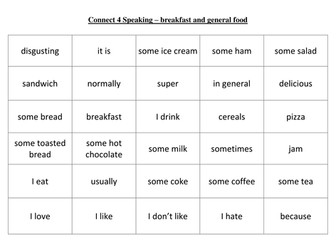 Connect 4 - breakfast food and time phrases in French