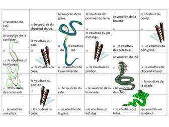 Snakes and ladders - je voudrais + food and drink