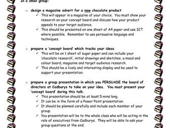 Chocolate Project Task Sheet