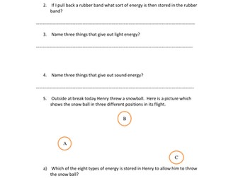 Energy types and transfers test