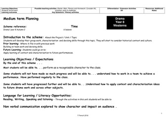 western drama  sow for year 7 or 8