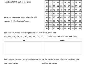 Odd and even numbers: identifying and reasoning
