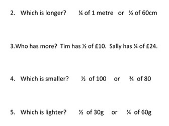 Comparing fractions of amounts