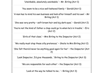 An Inspector Calls Quotes Cloze