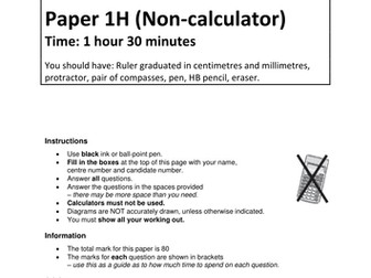 Edexcel-Style GRADE 9 Maths 1MA1 Exam Non-Calculator Paper