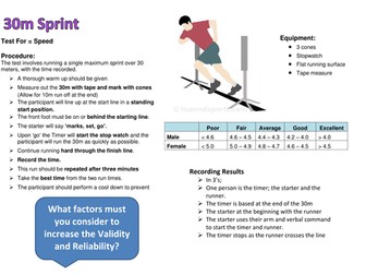 GCSE PE Fitness Test Sheets