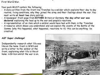 World War One Homework Challenge Project