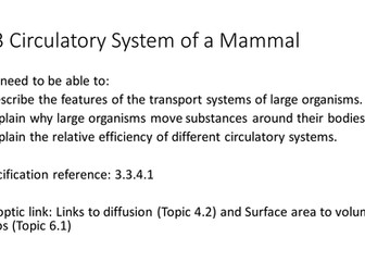 NEW AQA AS Biology 7.3 Circulatory system of a mammal