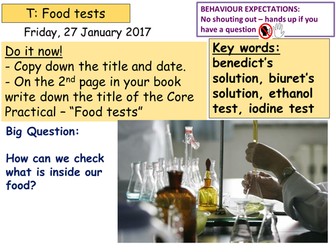 Food tests (Core practical) KS3 or KS4 (for B2.1.2 Activate)