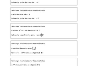 combinations of transformations worksheet with answers