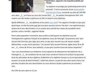 Les sans-abris diplômés en France 2016