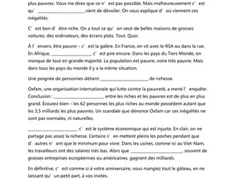 Les inégalités - Listening Exercise with video