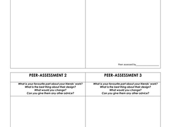 Self Peer Assessment Activity Sheet General Design Technology Extended Plenary