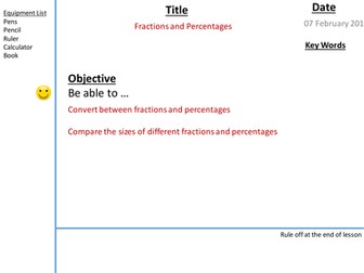 Fractions, Decimals and Percetages