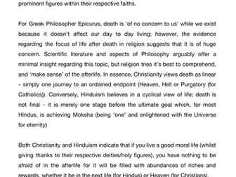 Philosophy A Level - Religious Theories about Life after Death
