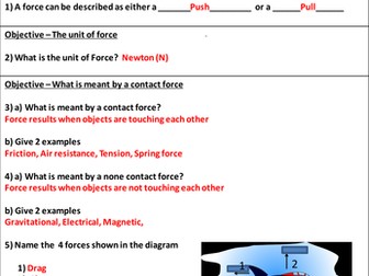 Forces Between Objects Homework