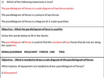 The Parallelogram Of Forces Homework