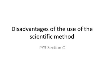 Psychology A level Paper 3- Disadvantages of the use of the scientific method.