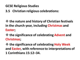 GCSE Religious Studies - How and Why do Christians celebrate Christmas and Easter?