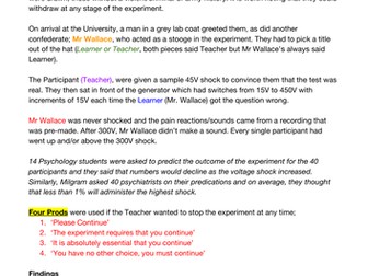 Milgram and Gibson & Walk Psychology (A-Level)