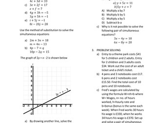 New 9-1 Maths GCSE Fluency-Reasoning-Problem Solving SIMULTANEOUS EQUATIONS