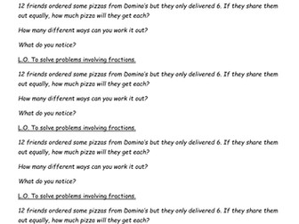 Pizza Fraction Problems