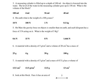15 Density and pressure multiple choice questions