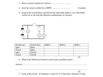 Circuits end of topic test