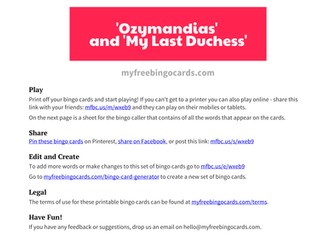 Comparing Ozymandias and My Last Duchess Bingo