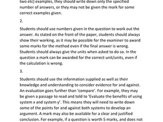 Science GCSE command words