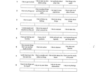 KOLB learning style assessment
