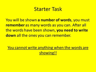 Memory Game (Primary/ Recency)