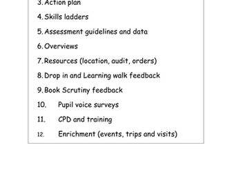 Subject leader contents page for file