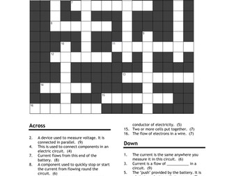 Electricity crossword