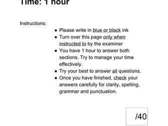 Key Stage 3 English Exam Paper: Miss Havisham