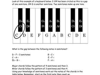 GCSE Harmony (semitones, tones, intervals and chord identification)