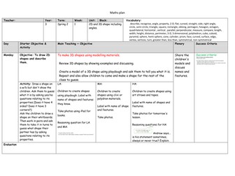 Lancashire Maths planning for Year 3 Spring 2 Shape and Angles