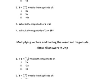 Multiplying vectors and finding the resultant magnitude