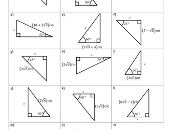 Using exact trig values for 30 45 60