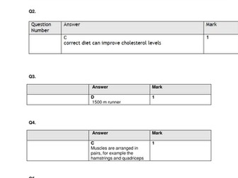 Edexcel GCSE PE 2016- Exam & Mark Scheme Practice