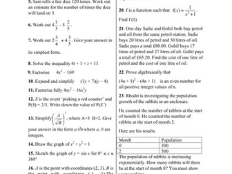 Maths 9-1 New Specification GCSE Set 5 Revision booklet