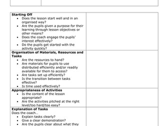 PE Lesson Observation Forms