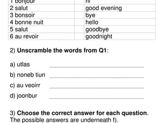 Acces Studio consolidation worksheets for units 1, 2, 3, 9, 10 and 12